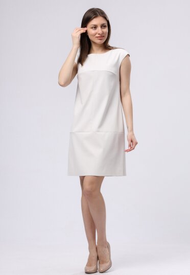 Белое платье-сарафан из экокожи 5730