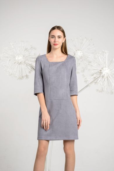 Сукня з екозамші сірого кольору 5560c