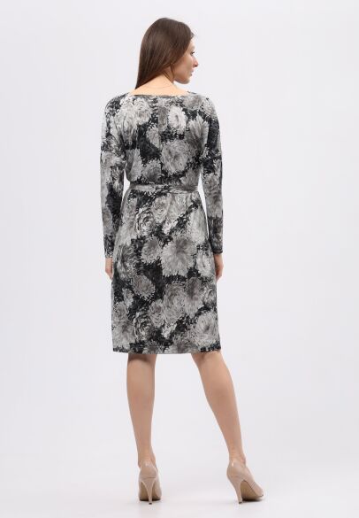 Легка трикотажна сукня з сірим квітковим принтом 5722