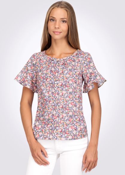 Блуза літня з бавовни квітковий принт 1192