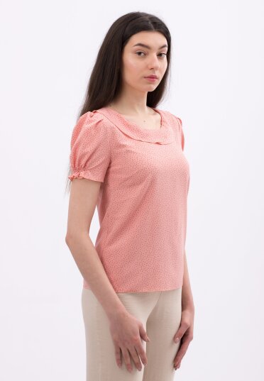 Легка блуза з рукавами ліхтариками персикового кольору1290