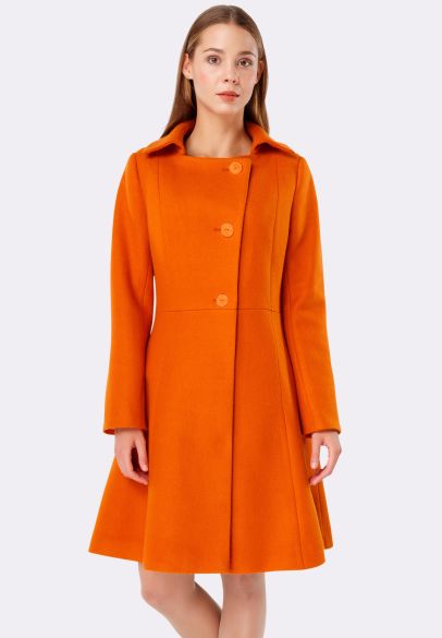 Оранжевое пальто отрезное по талии 4378