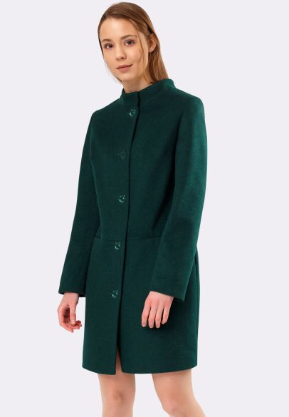 Кашемірове пальто зелене з кишенями 4384