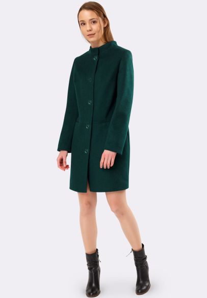 Кашемірове пальто зелене з кишенями 4384