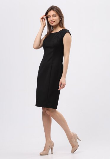 Черное платье футляр из мягкой костюмной ткани 5724