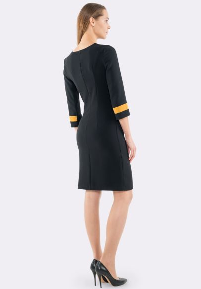 Сукня футляр чорна з контрастними вставками 5572