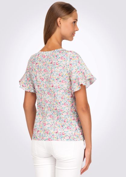 Блуза літня з бавовни квітковий принт 1192с