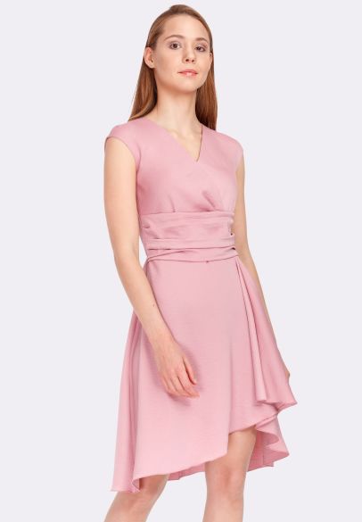Ніжно-рожева сукня з асиметричною спідницею 5586p