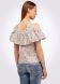 Блуза из хлопкового текстиля с оборкой цветочный принт 1187, 50
