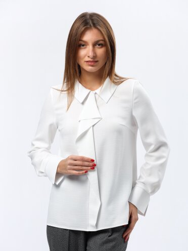 Біла блуза з дизайнерською краваткою 1312