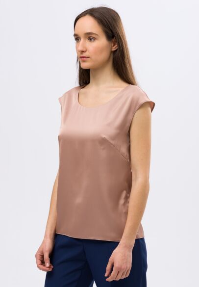 Светло-кофейная блуза со спущенной линией плеча 1288