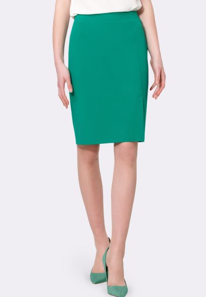 Зеленая юбка прямого кроя с подкладкой 6236