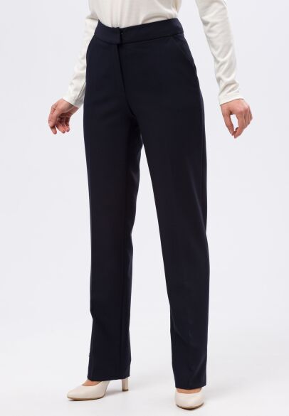 Класичні темно-сині брюки з костюмної тканини 7148