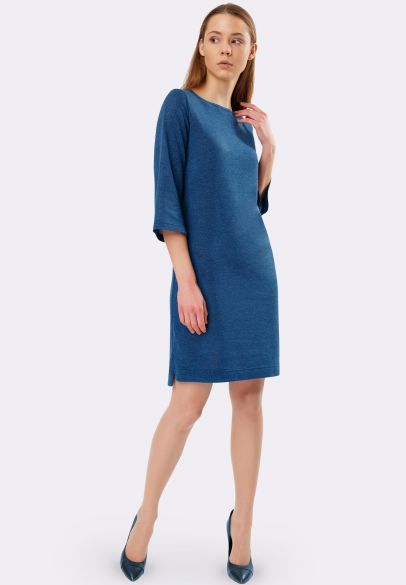 Сукня з трикотажу синьо-смарагдова з люрексом 5519c