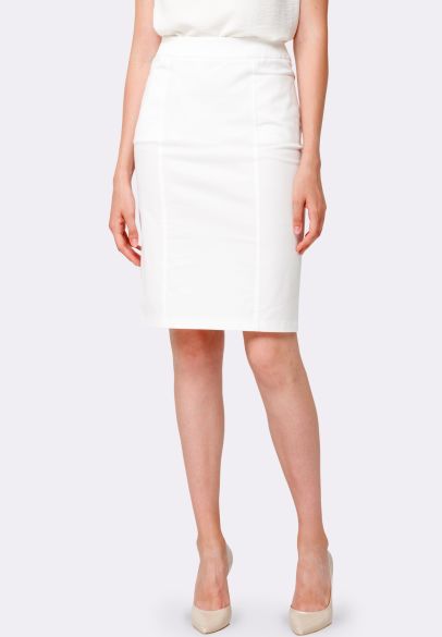 Белая юбка из хлопковой ткани с эластаном 6237