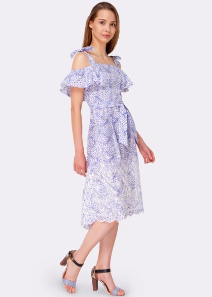 Платье-сарафан из хлопка с вышивкой по низу юбки 5477