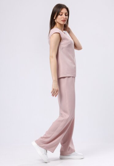 Нежно-розовые брюки из вискозной ткани жатка 7161