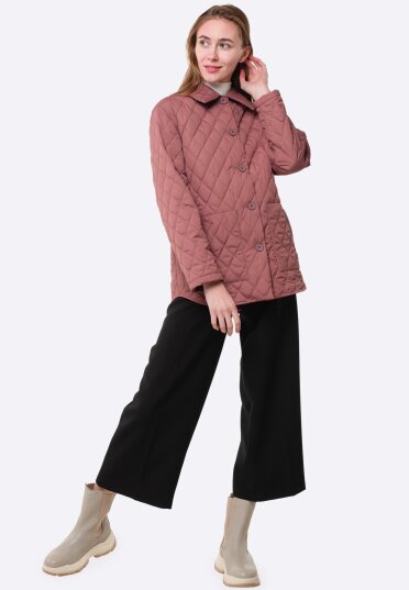 Удлиненная стеганая куртка пепельно-розового цвета 4417p