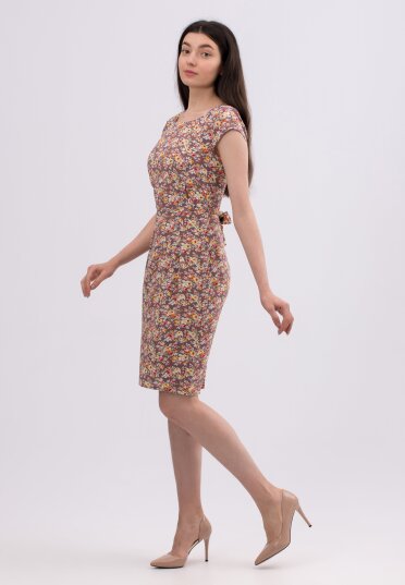 Сукня зі стрейч льону з квітковим принтом 5696