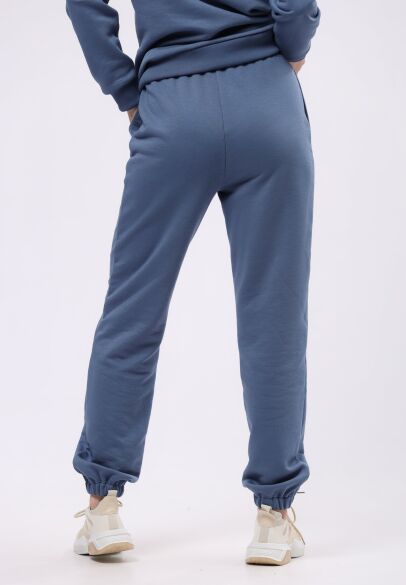 Трикотажні штани джогери з кишенями кольор денім 7158с