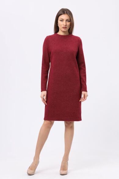 Тепла сукня светр малиново-червоного відтінку 5719