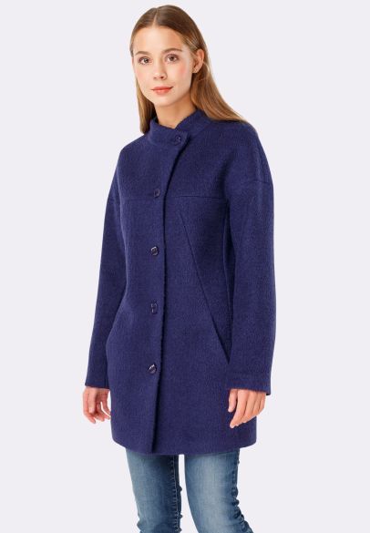 Темно-синє пальто з італійської вовняної тканини 4377