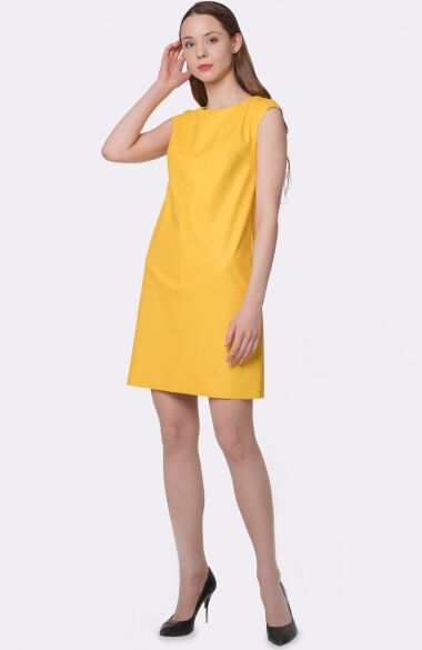 Жовта сукня-сарафан з екошкіри 5642c