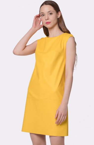 Жовта сукня-сарафан з екошкіри 5642c