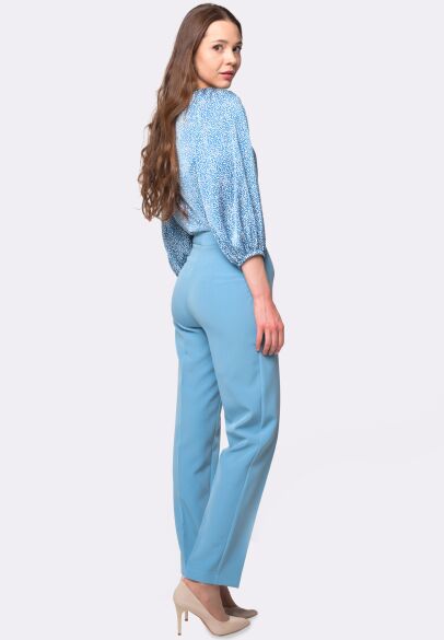 Голубые классические брюки из костюмной ткани с эластаном 7137