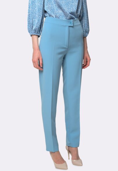 Блакитні класичні брюки з костюмної тканини з еластаном 7137