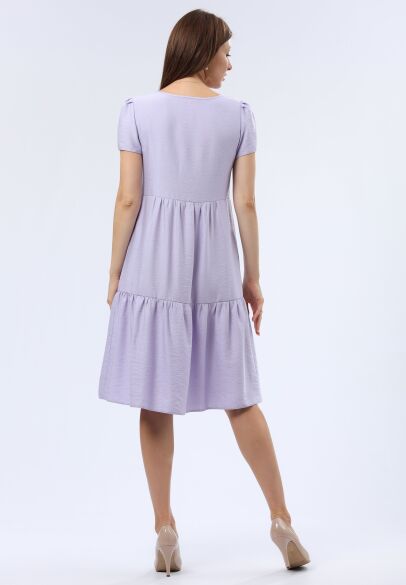 Ніжно-бузкова сукня з оборкою 5738