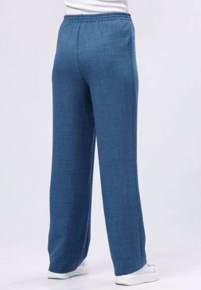 Легкі сині брюки з віскозної тканини жатка 7161с