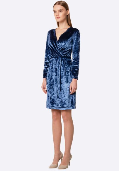 Платье сине-голубого цвета из стрейч велюра 5681