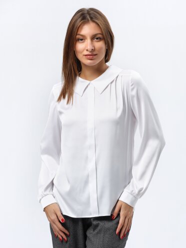 Перлинно-біла блуза з віскозного атласу 1311