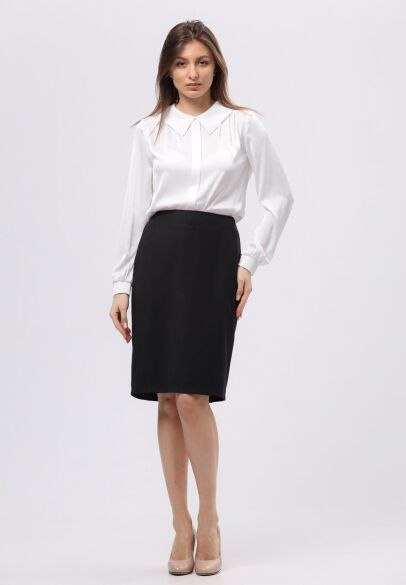 Перлинно-біла блуза з віскозного атласу 1311