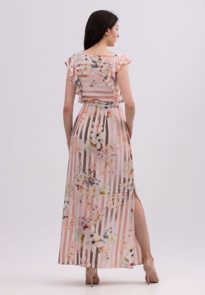 Сукня максі зі стрейч шифону з ніжним квітковим принтом 5698